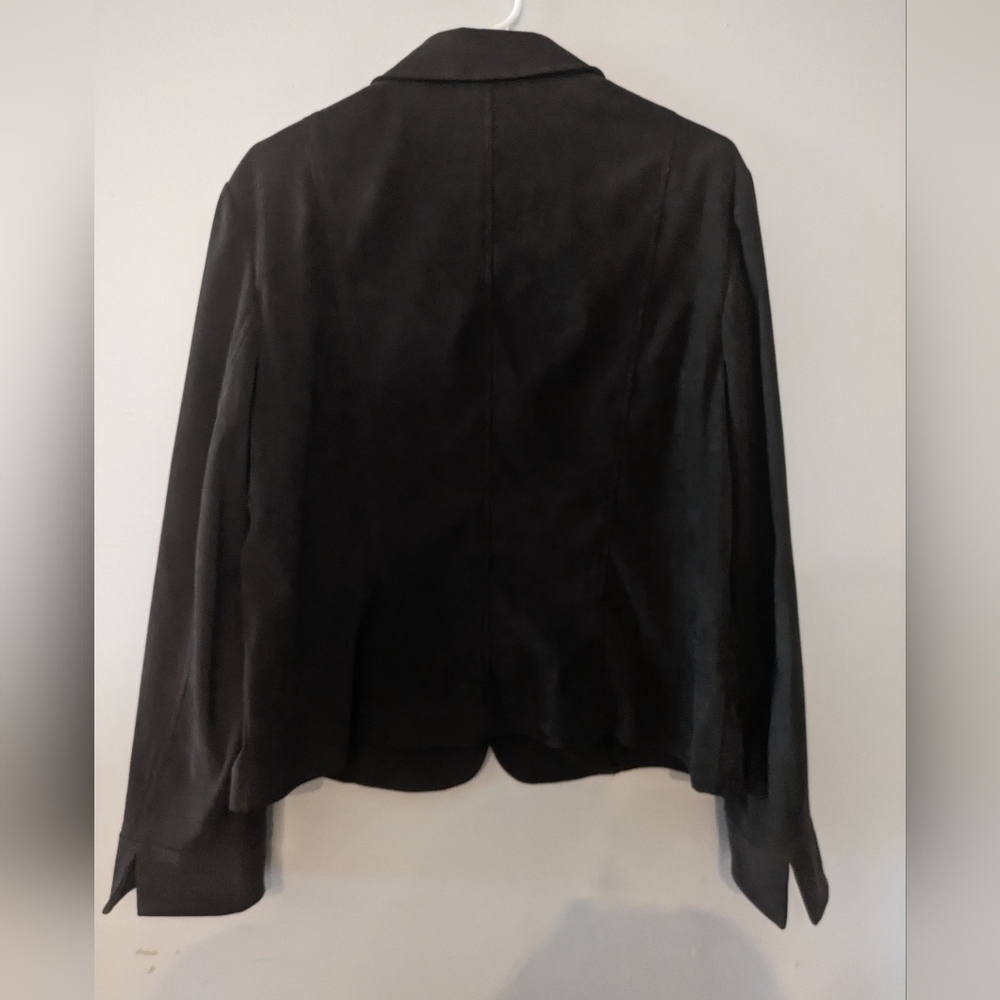 Norton McNaughton Brown Faux Suede Blazer Jacket Size 14 Classic Work Career - Picture 2 of 4